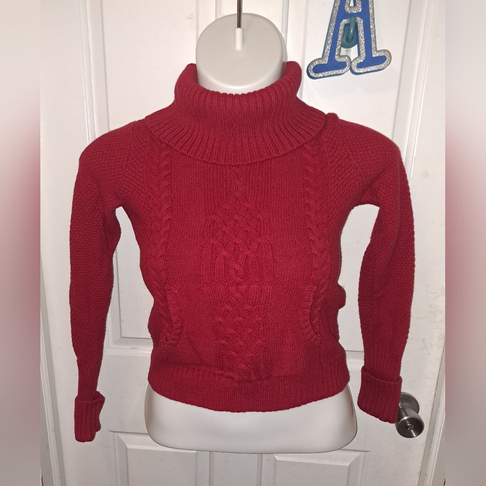 Old Navy Womens Cropped Knitted Red Sweater w pockets Sz S